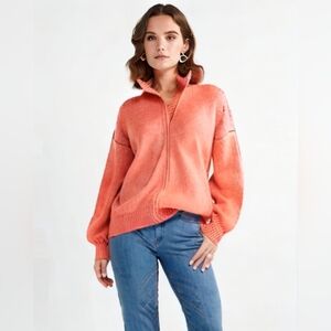 Appleseed's coral zipped cardigan sweater jacket size XL